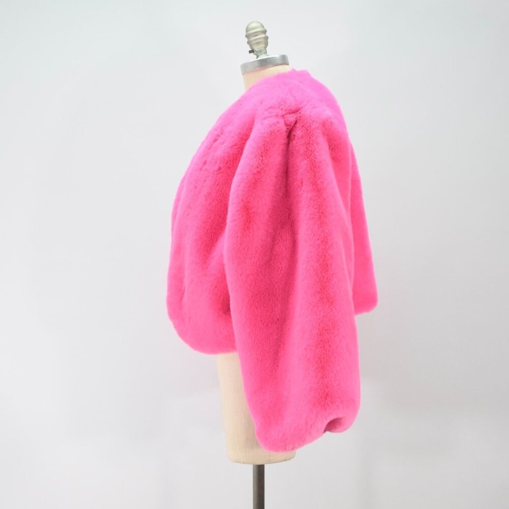 NWT Fashion Nova Jacket hot Pink Faux-Fur Oversized Coat - Picture 3 of 6